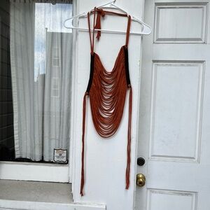 Orange Festival stringy halter top